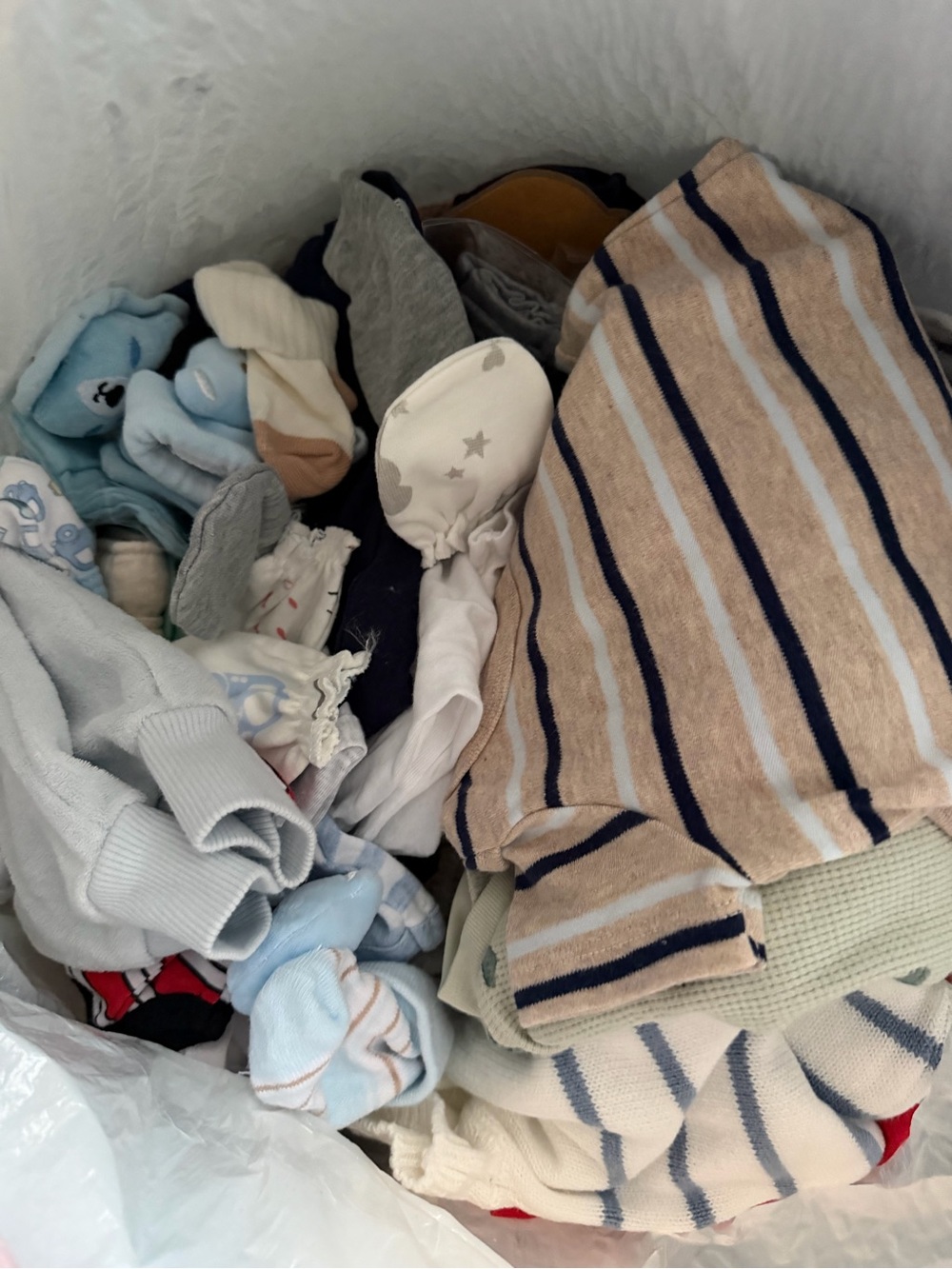 Box full of baby clothes- some brand new and most used 1 time